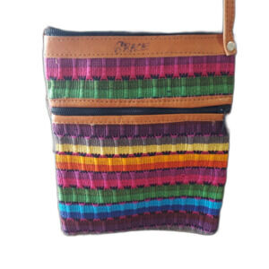 Handmade Colorful Woven Suede & Textile/Multicolor Stripes Grace Purse Crossbody